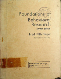 Foundations of Behavioral Research SECOND EDITION