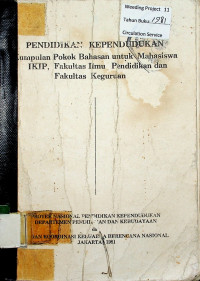 PENDIDIKAN KEPENDUDUKAN Kumpulan Pokok Bahasan untuk Mahasiswa IKIP Fakultas Ilmu Pendidikan dan Fakultas Keguruan