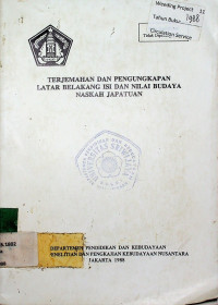 TERJEMAHAN DAN PENGUNGKAPAN LATAR BELAKANG ISI DAN NILAI BUDAYA NASKAH JAPATUAN