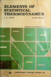 Elements of statistical thermodynamics , Second Edition