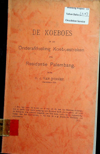 DE KOEBOES IN THE Onderafdeeling Koeboestreken DEU Residentie Palembang