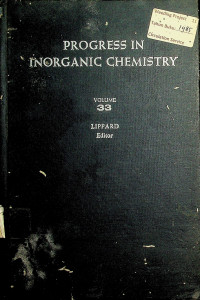 PROGRESS IN INORGANIC CHEMISTRY, VOLUME 33