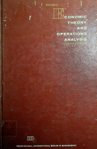 ECONOMIC THEORY AND OPERATIONS ANALYSIS, FOURTH EDITION