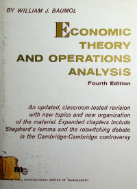 ECONOMIC THEORY AND OPERATIONS ANALYSIS Fourth Edition