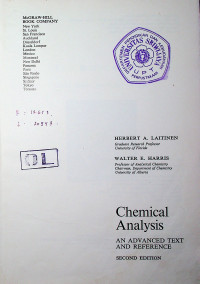 Chemical Analysis: AN ADVANCED TEXT AND REFERENCE SECOND EDITION