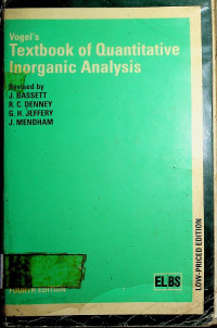 Vogel's Textbook of Quantitative Inorganic Analysis