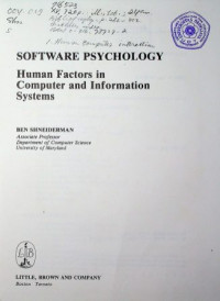 SOFTWARE PSYCHOLOGY Human Factors in Computer and Information Systems