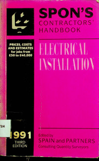 SPON`S CONTRACTORS` HANDBOOK: ELECTRICAL INSTALLATION, THIRD EDITION