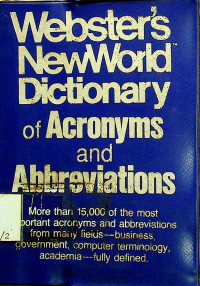 Webster's NewWorld Dictionary of Acronyms and Abbreviations