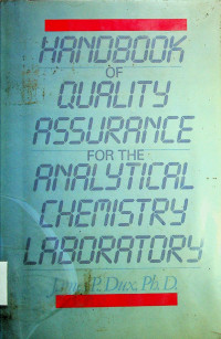 HANDBOOK OF QUALITY ASSURANCE FOR THE ANALYTICAL CHEMISTRY LABORATORY