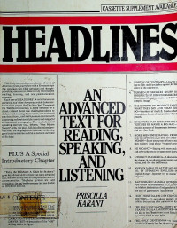 HEADLINES: AN ADVANCED TEXT FOR READING, SPEAKING, AND LISTENING