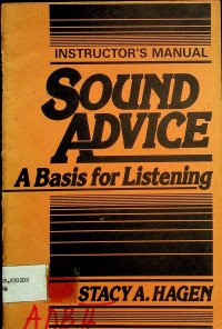 INSTRUCTOR'S MANUAL SOUND ADVICE : A Basic for Listening