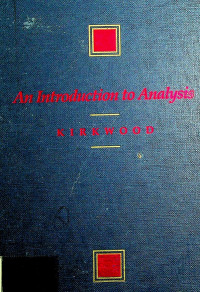 An Intoduction to Analysis