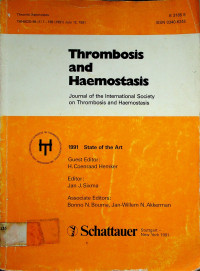 Thrombosis and Haemostasis; Journal of the International Society on Thrombosis and Haemostasis