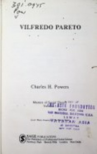 VILFREDO PARETO ; Masters of Social Theory Volume 5