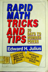 RAPID MATH : TRICKS AND TIPS, 30 DAYS TO NUMBER POWER