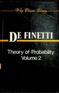 DE FINETTI: Theory of Probability Volume 2