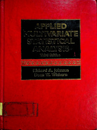 APPLIED MULTIVARIATE STATISTICAL ANALYSIS, Third Edition