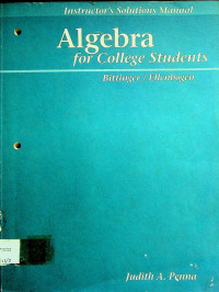 Instructors Solution manual Algebra for College Students
