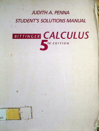 STUDENT'S SOLUTIONS MANUAL: CALCULUS, 5TH EDITION