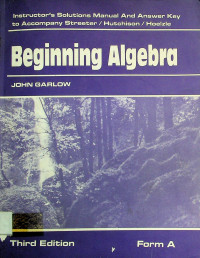 Beginning Algebra Form A Third Edition