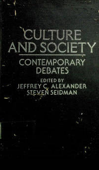 CULTURE AND SOCIETY: CONTEMPORARY DEBATES