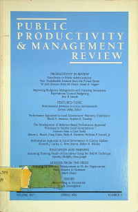 PUBLIC PRODUCTIVITY & MANAGEMENT REVIEW, VOLUME XIV, SPRING 1991, NUMBER 3