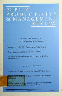 PUBLIC PRODUCTIVITY & MANAGEMENT REVIEW, VOLUME XVI, WINTER 1992, NUMBER 2