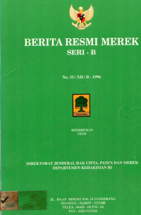 BERITA RESMI MEREK SERI – B NO.33/XII/B-1996