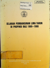 SEJARAH PEMBANGUNAN LIMA TAHUN DI PROPINSI BALI 1969--1988