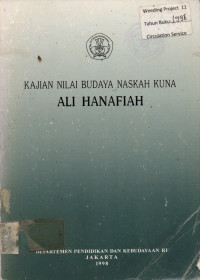 KAJIAN NILAI BUDAYA NASKAH KUNA ALI HANAFIAH