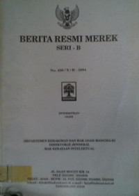 BERITA RESMI MEREK SERI- B No. 430/X/B-2004; No. 514501 s/d No. 515000