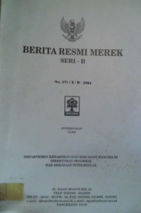 BERITA RESMI MEREK SERI- B No. 371/X/B-2004; No. 485001 s/d No. 485500