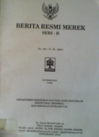 BERITA RESMI MEREK SERI- B No. 421/X/B-2004; No. 510001 s/d No. 510500