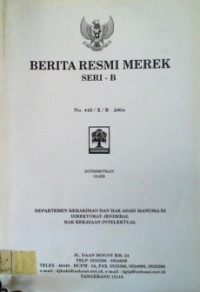 BERITA RESMI MEREK SERI- B No. 445/X/B-2004; No. 522001 s/d No. 522500