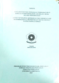Image of PENGARUH METODE PEMANASAN TERHADAP SIFAT KIMIA DAN MIKROBIOLOGIS AIR KELAPA MUDA SELAMA PENYIMPANAN